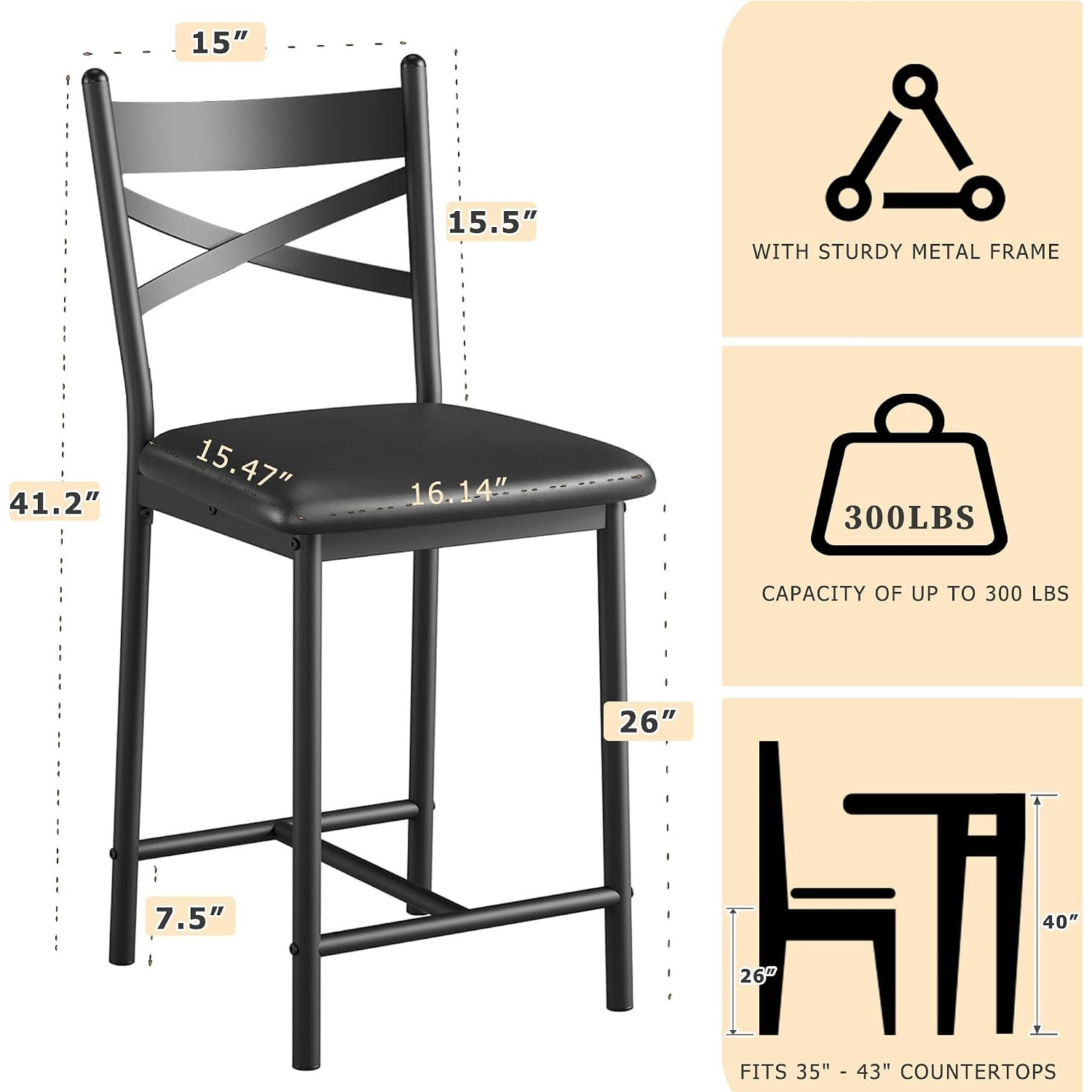 4 sillas de bar de 26 pulgadas - Home Bar Lounge reseña y precio